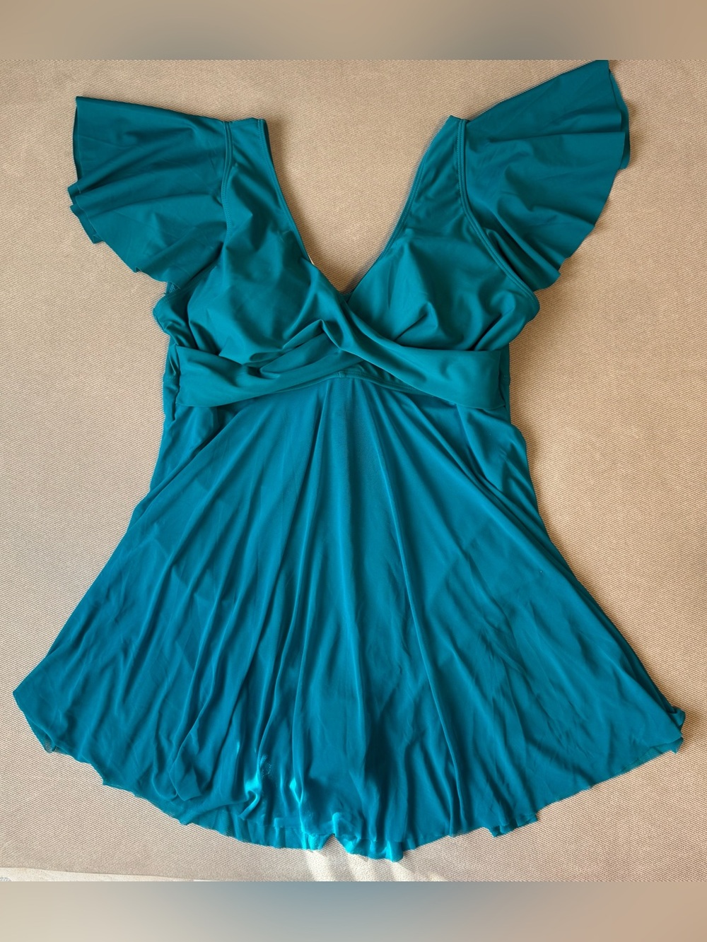 Blooming Jelly Ruffle Shoulder Mesh Swimdress One Piece Swimsuit Size 3XL